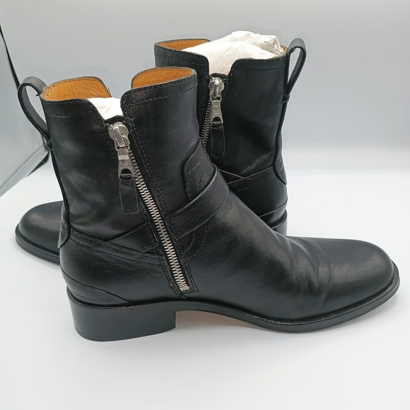 Rag & Bone Leather Black Abel Moto Zipper Buckle Boot Size 36.5. 6.5 - Picture 7 of 12
